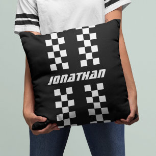 Name Fully Custom Colors Double Checkered Stripes Cushion