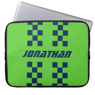 Name Fully Custom Colors Double Checkered Stripes Laptop Sleeve