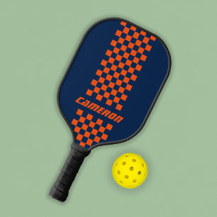Name Fully Custom Colors Double Checkered Stripes Pickleball Paddle
