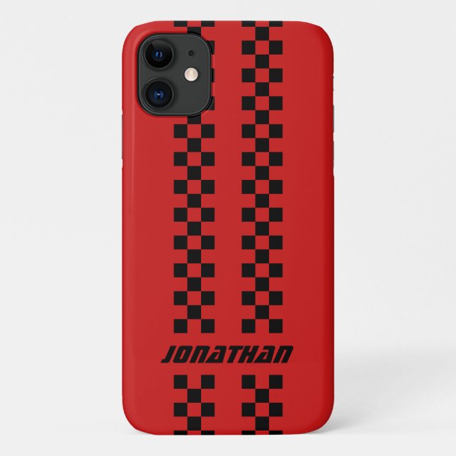 Name Fully Custom Colours Double Chequered Stripes Case-Mate iPhone Case (Back)