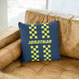 Name Fully Custom Colours Double Chequered Stripes Cushion