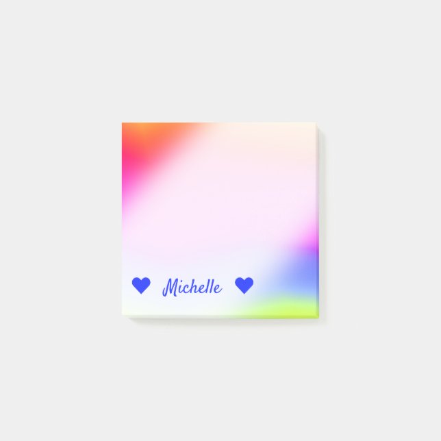 Name + Fun Multicolored Rainbow-Like Pattern Notes (Front)