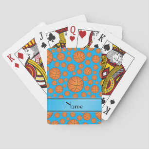 Name fun sky blue basketballs sky blue stripe playing cards
