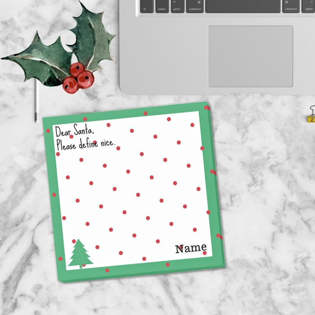 Name, Funny Dear Santa Red Polka Dots Post-it Notes (Creator Uploaded)