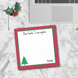Name, Funny Dear Santa Red White Polka Dots Post-it Notes