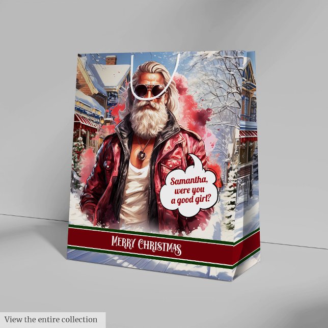 Name Gift Bags Funny Santa Claus Holiday Style (Name Gift Bags Funny Santa Claus Holiday Style)