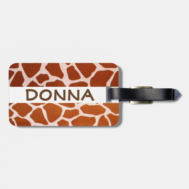 Name Giraffe Safari Print Luggage Tag (Back Horizontal)