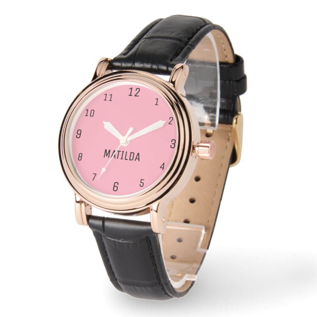 Name Girl Boy Women Men | Baby Pink Elegant Watch (Angle)