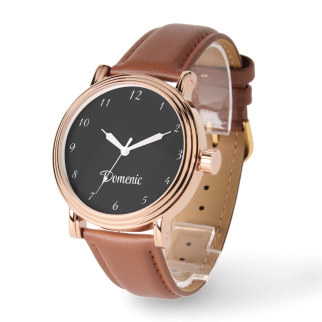 Name Girl Boy Women Men | Black Elegant  Watch (Angle)