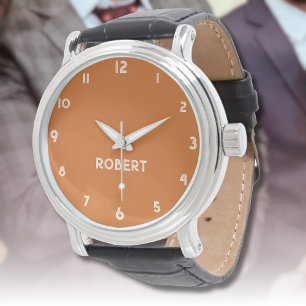 Name Girl Boy Women Men Chocolate Brown Stylish Watch
