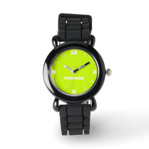 Name Girl Boy Women Men   Neon Lime Yellow Stylish Watch