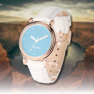 Name Girl Boy Women Men   Sky Blue Elegant  Watch