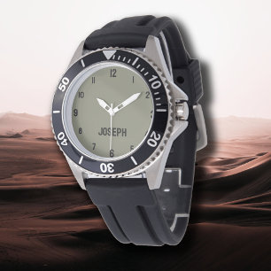 Name Girl Boy Women Men Warm Grey Modern Watch