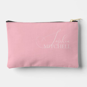 Name Girly Elegant Script Pink Accessory Pouch