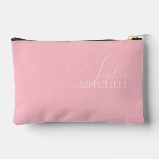 Name Girly Elegant Script Pink Accessory Pouch