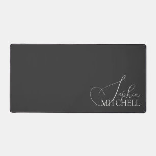 Name Girly Script Black Desk Mat