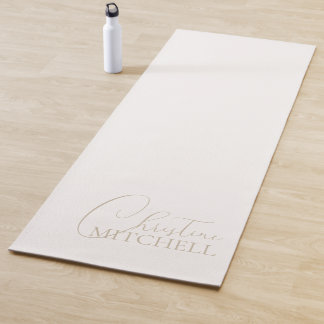 Name Girly Script Ivory Yoga Mat