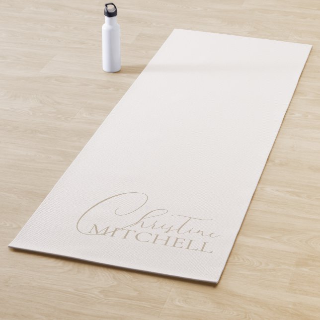 Name Girly Script Ivory Yoga Mat (In Situ)