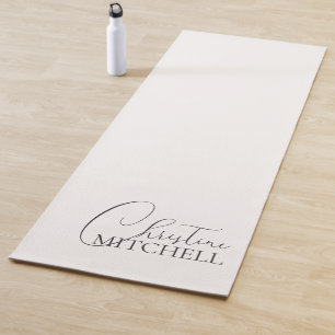 Name Girly Script White Yoga Mat