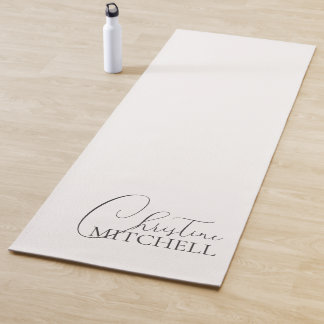 Name Girly Script White Yoga Mat