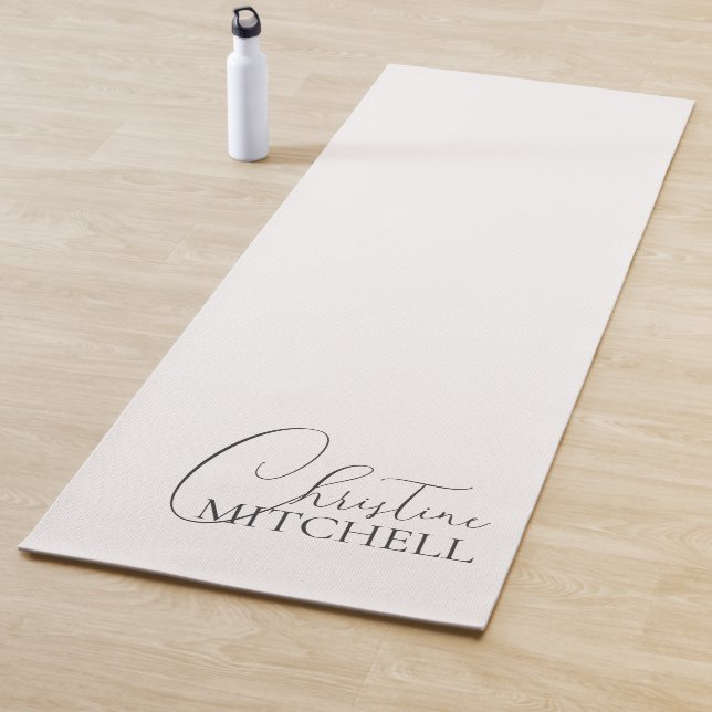 Name Girly Script White Yoga Mat (In Situ)