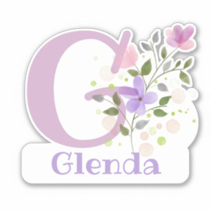 Name Glenda plus Initial with Floral Design