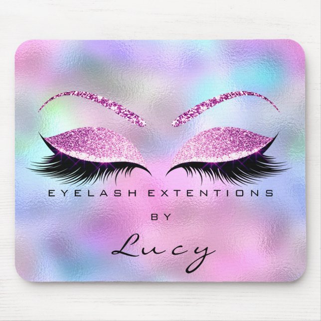 Name Glitter Makeup Beauty Studio Lash Pink Blue Mouse Mat (Front)