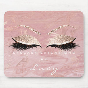 Name Glitter Makeup Beauty Studio Lash Pink Marble Mouse Mat