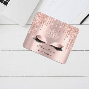 Name Glitter Makeup Beauty Studio Lash Pink Marble Mouse Mat