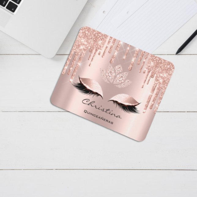 Name Glitter Makeup Beauty Studio Lash Pink Marble Mouse Mat (Name Glitter Makeup Beauty Studio Lash Pink Marble Mouse Pad)