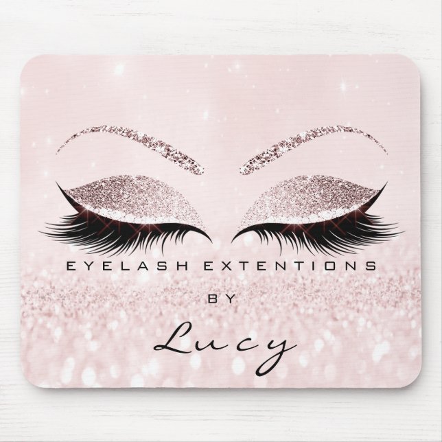 Name Glitter Makeup Beauty Studio Lash Pink Rose Mouse Mat (Front)