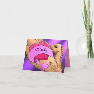 Name Goes In Ribbon Heart Tattoo Valentine's Cards