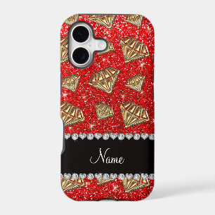 Name gold diamond neon red glitter