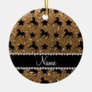 Name gold glitter horses stars ceramic tree decoration