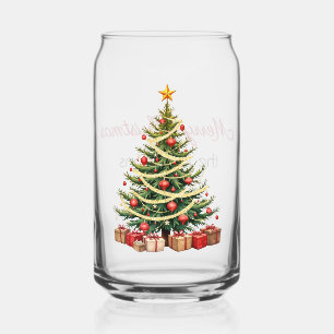 Name, Gorgeous Decorated Tree, Merry Christmas Can Glass