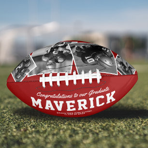 Name Graduation Gift 4 Photo Red American Football