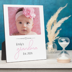 Name Grandma Established Year Photo Script Font Plaque