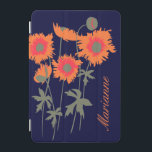 Name graphic orange poppies floral case cover<br><div class="desc">Beautiful bold graphic orange flower case in orange,  olive green and navy shades. Personalise with your name. Currently reads Marianne.  Uniquely designed by Sarah Trett for www.mylittleeden.com</div>