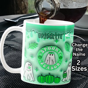 Name Green 3D effect Halloween Ghost Spooky Season Coffee Mug