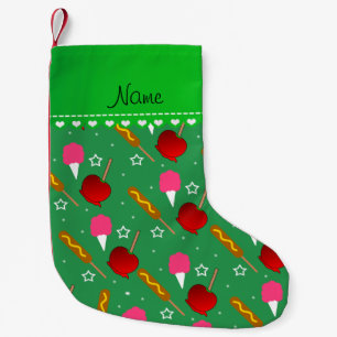 Name green cotton candy apples corn dogs small christmas stocking