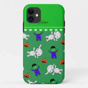 Name green frankenstein mummy pumpkins iPhone 11 case