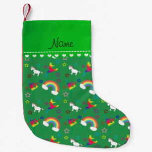 Name green gymnastics rainbows unicorns small christmas stocking