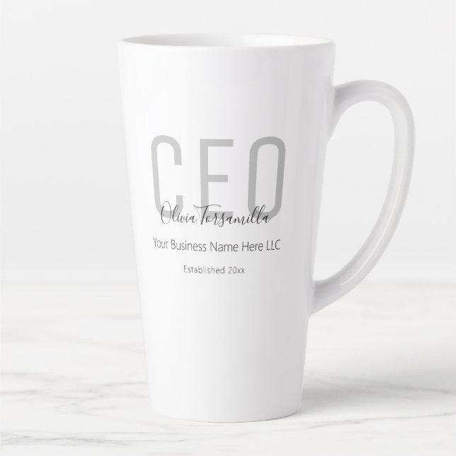 Name Grey Black CEO Latte Mug (Right)