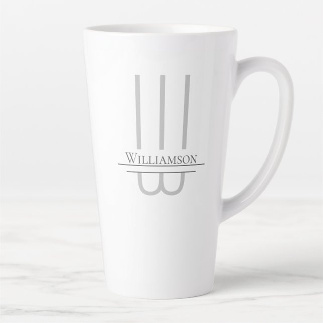 Name Grey Monogram Latte Mug (Right)