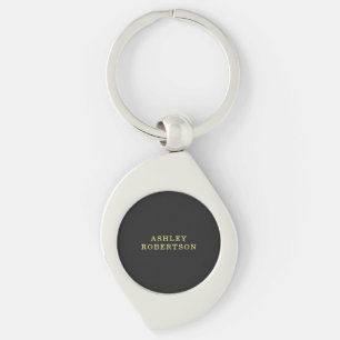 Name Grey Yellow Professional Stylish Minimalist Key Ring