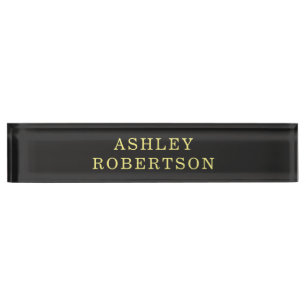 Name Grey Yellow Professional Stylish Minimalist Nameplate