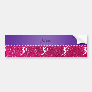 Name gymnast neon not pink glitter bumper sticker