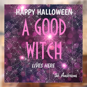 Name Halloween A Good Witch Bokeh Pattern 12x12-in Window Cling