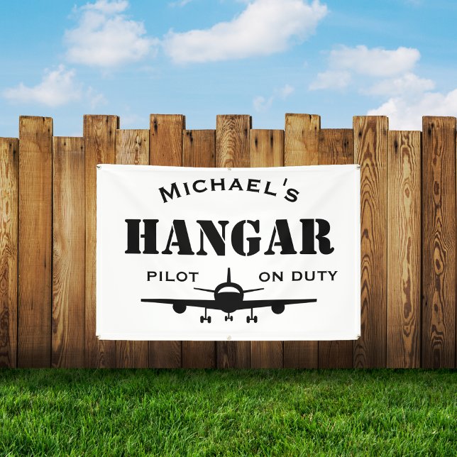 Name Hangar,Aeroplane,Pilot on Duty,Aviation Custo Banner (Creator Uploaded)