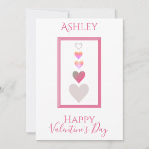 Name Happy Valentine's Day Modern Hearts Cute Holiday Card